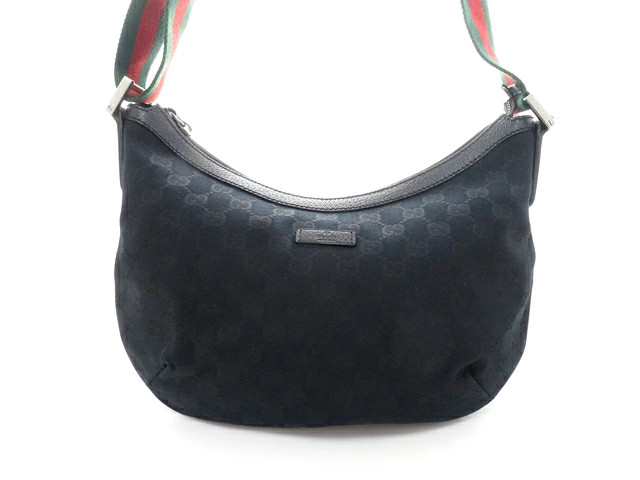 GUCCI Shearling Line GG Shoulder Bag Black Canvas / Leather 181092 #DB1423