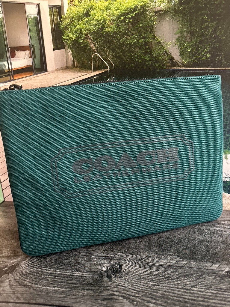 BN Coach Canvas C7948G Large Pouch CVS Shadow Blue
