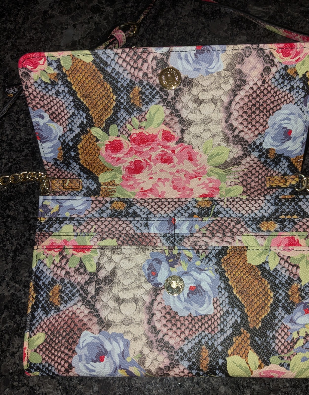 Betsey Johnson Vegan Leather Floral-Reptile Print Crossbody Bag