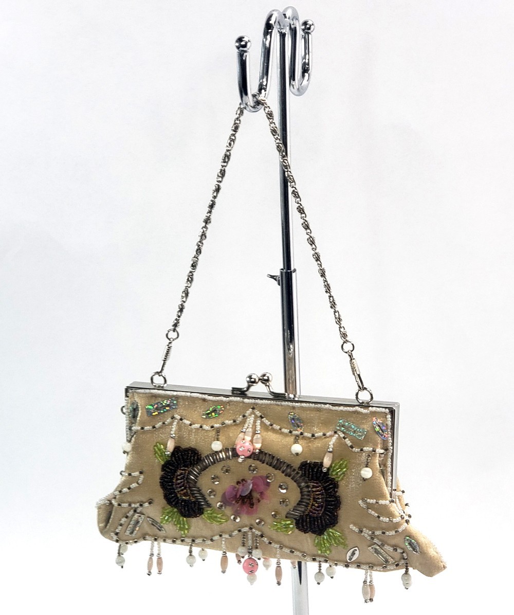Sequined Beaded Evening Bag with Crossbody Chain Style #73,74,75,76