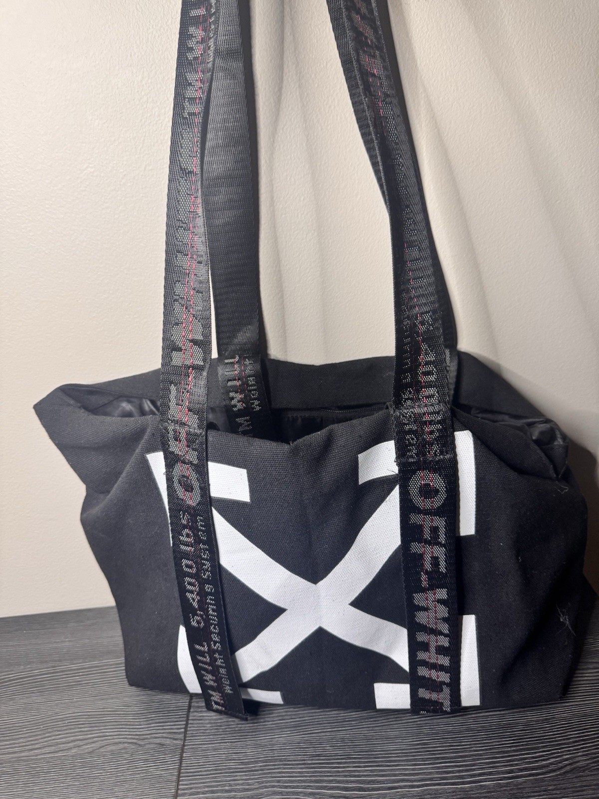 Off-White Women’s Black/White Logo Tote Bag w/ Double Handles