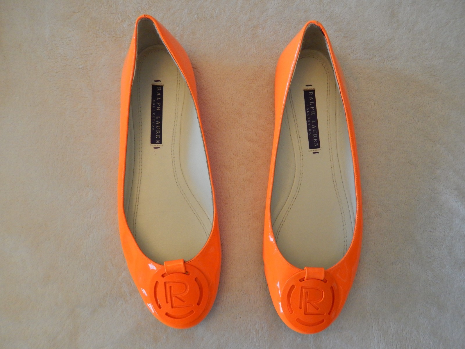 Ralph Lauren Collection Patent Leather Orange Clementine Handbag Shoe Set