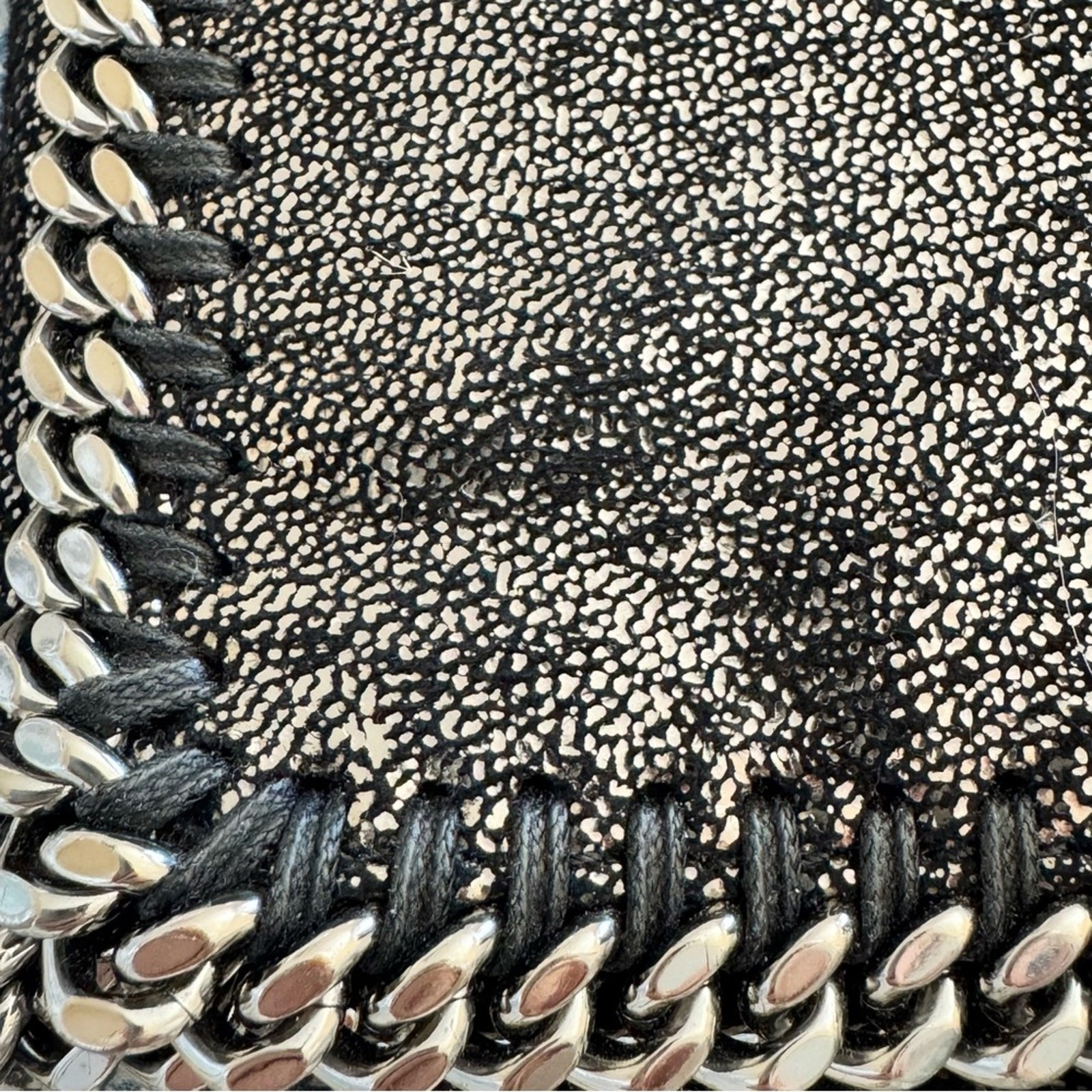 STELLA MCCARTNEY Falabella Chamois Shiny Dotted Crossbody Bag Chain Metallic