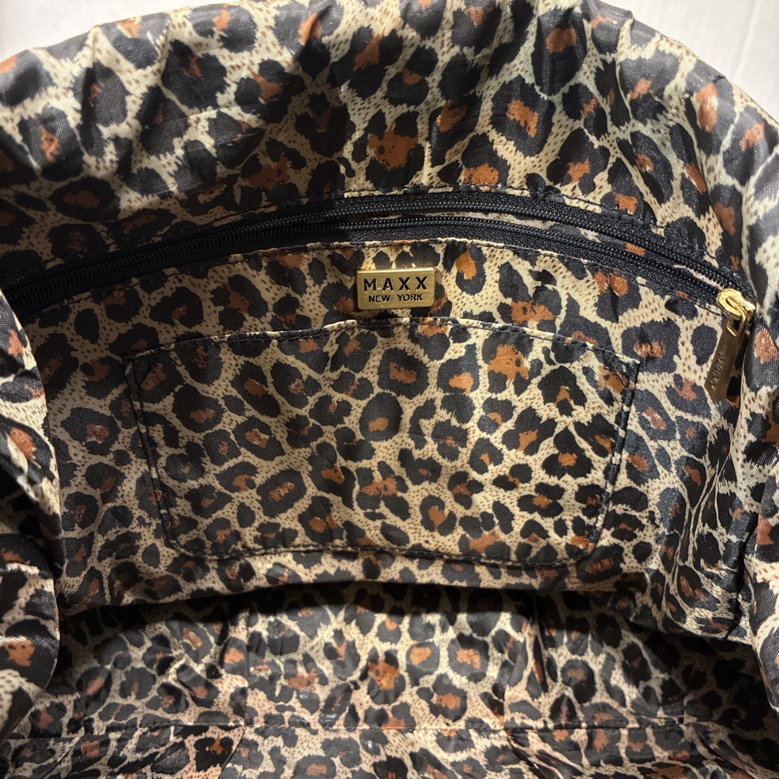 Maxx New York Black Leather Croc Slouchy Chunky Hardware Studded Shoulder Bag