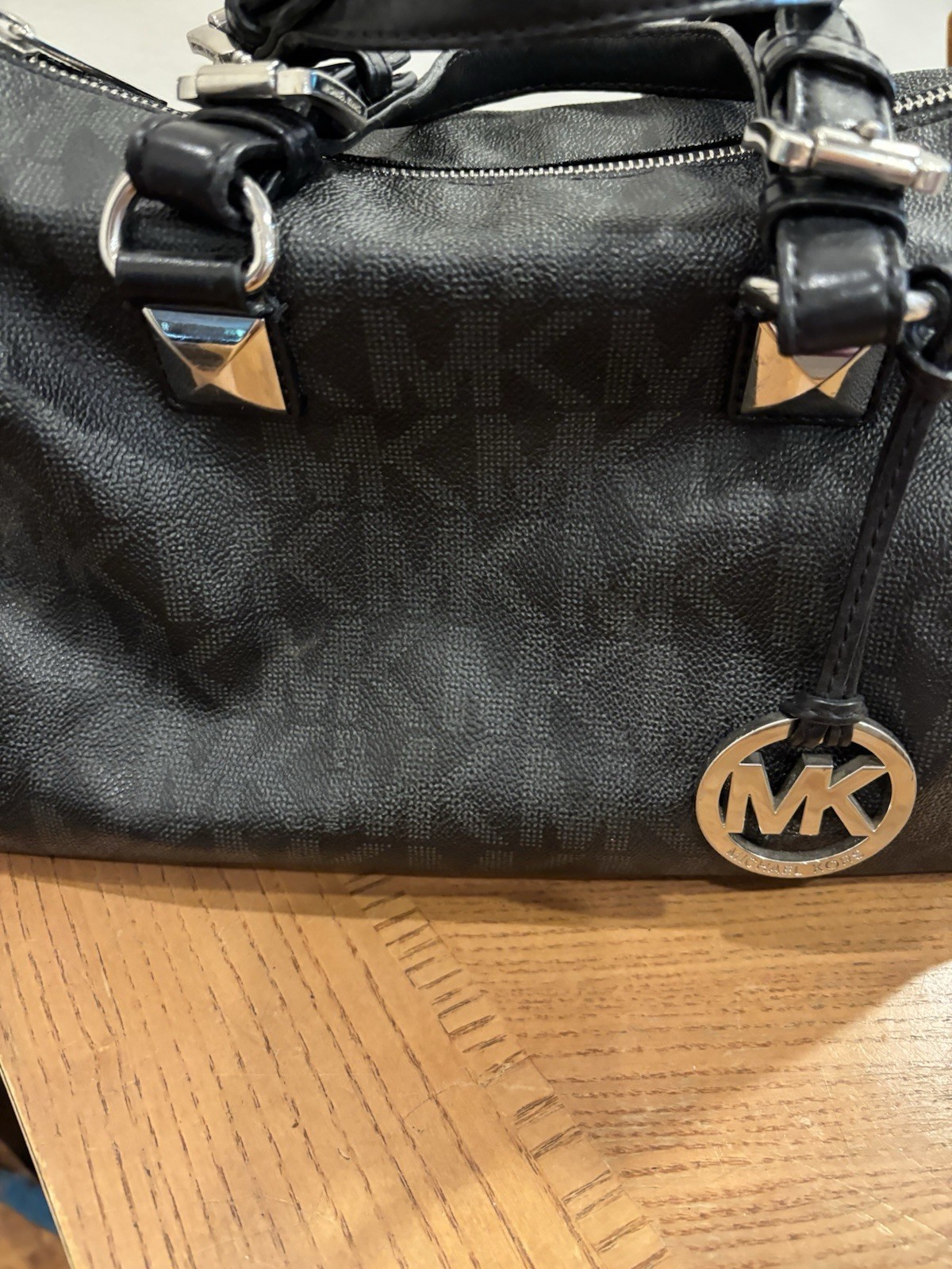 Michael Kors Signature Medium Grayson Satchel Bag Black