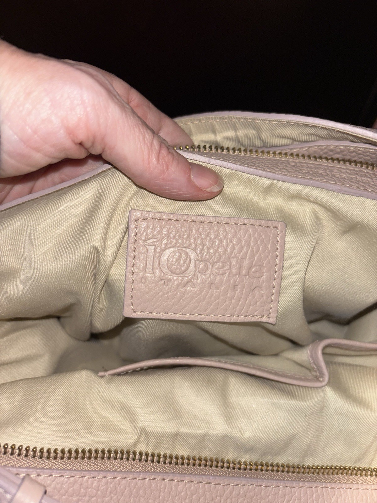 IO Pelle Italia Skull Embossed Leather Slouch Hobo Mousse Taupe TikTok Viral Bag