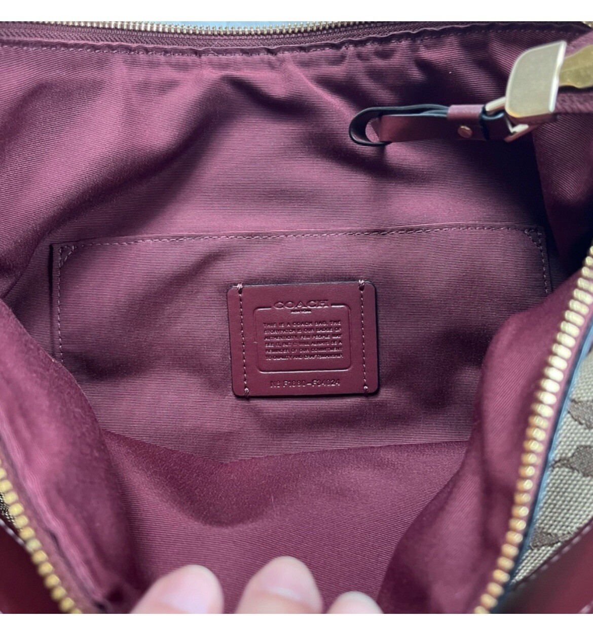 Coach Hobo Ivie Jacquard And Burgundy Leather Bag Authentic No Tag
