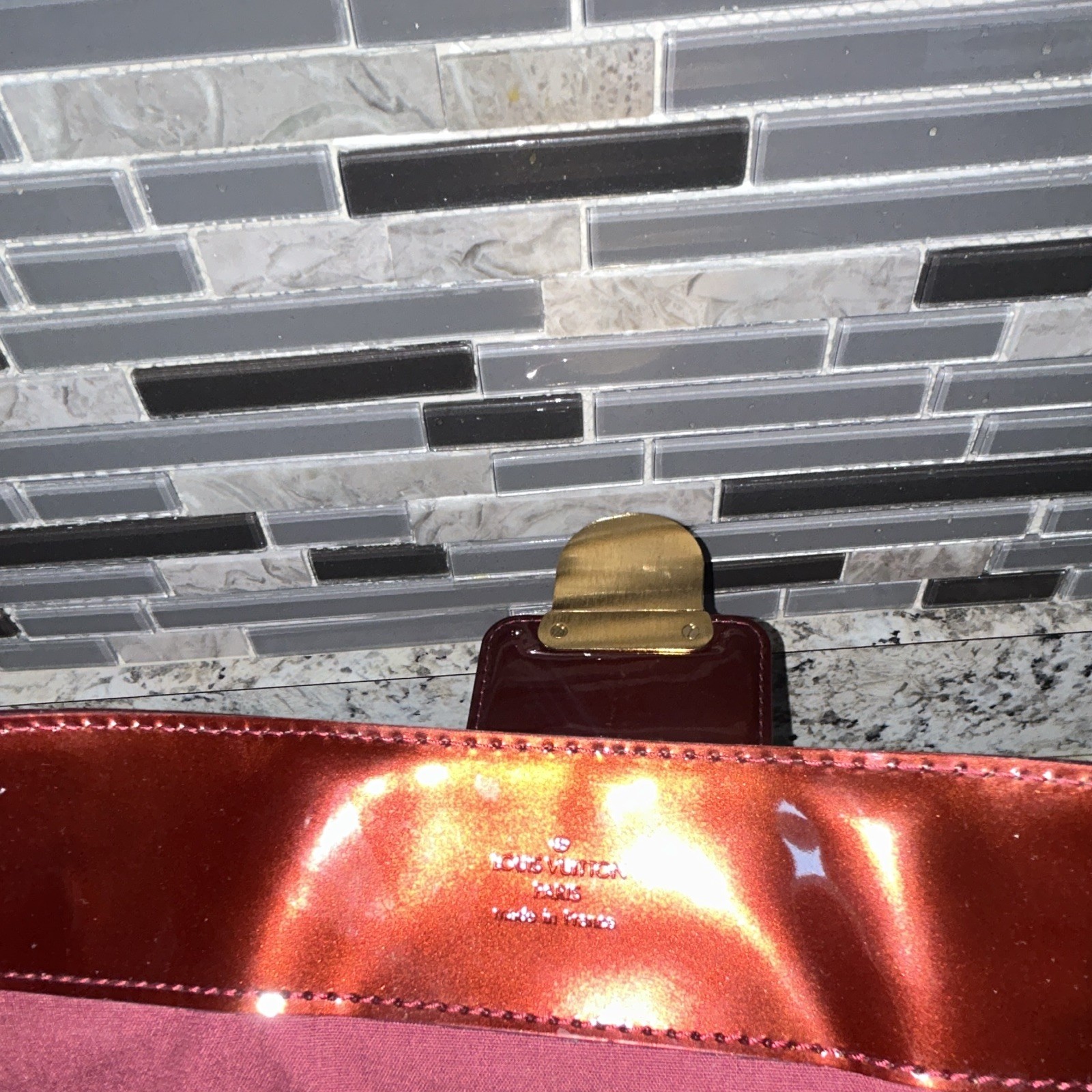 Louis Vuitton Monogram Aramante Vernis Melrose Avenue Bag Burgundy