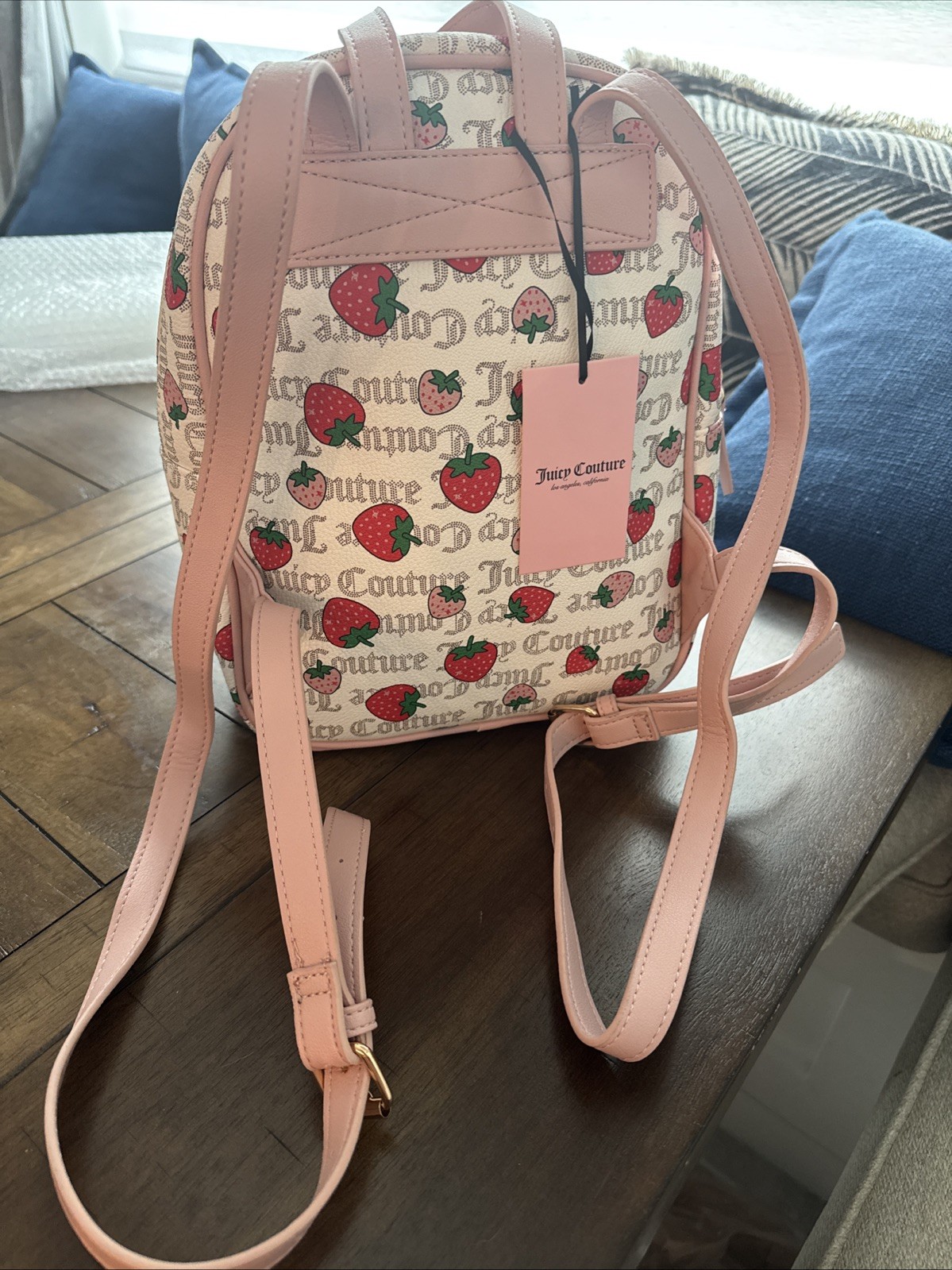 JUICY COUTURE Strawberry Charm Pecan White Freshly Picked Backpack Bag New