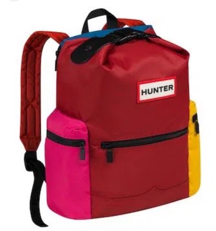 Hunter Colorblock Large Top Clip Backpack Rucksack Rainbow Print MINT