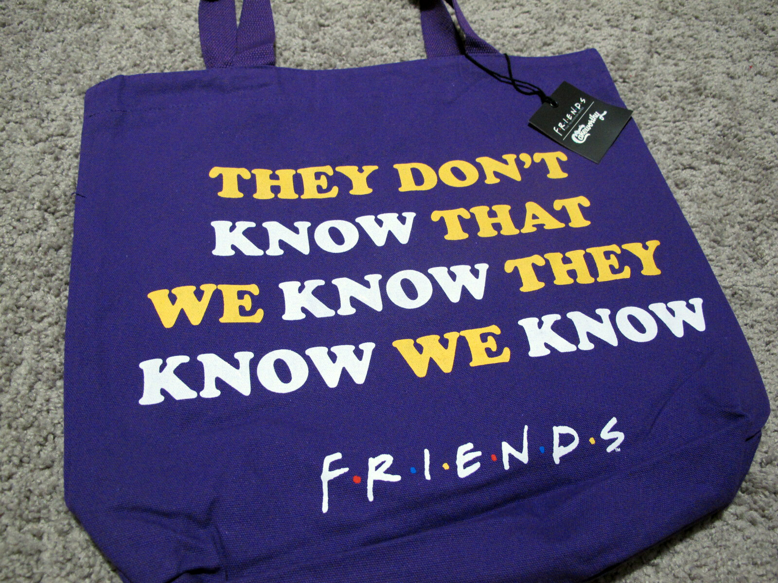 Cakeworthy x Friends THEY DONT KNOW THAT WE KNOW Phoebe Grocery Tote Bag tv show