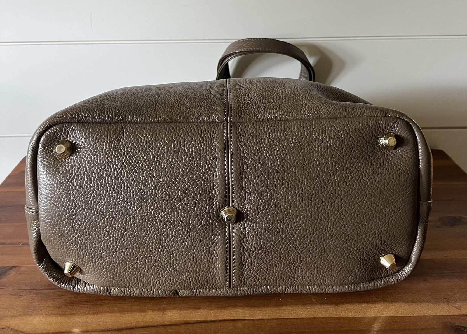 ONNA EHRLICH Brown Pebbled Stone Leather Shoulder Bag Purse