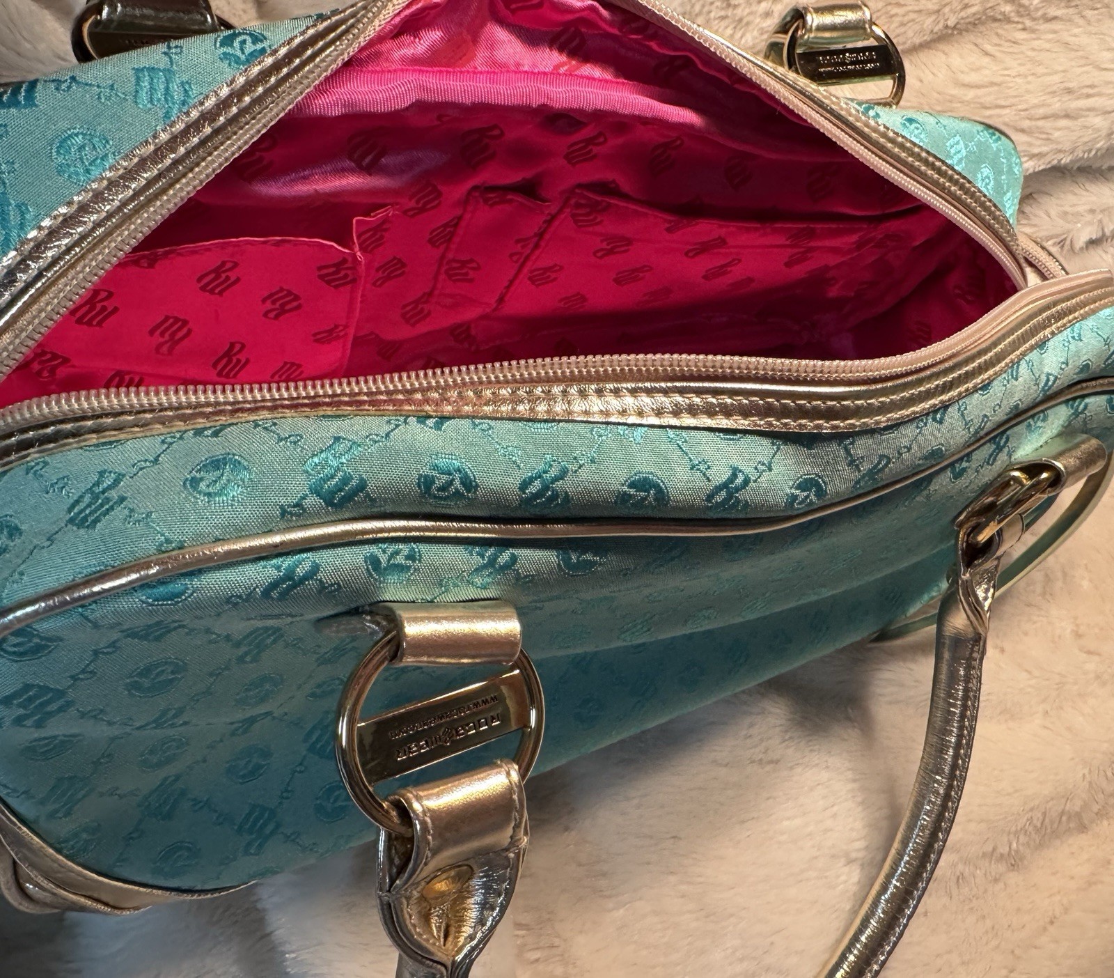 Vintage Y2K Rocawear Aqua Silver Hip Hop Streep Glam Purse Bag Handle Sparkle RW