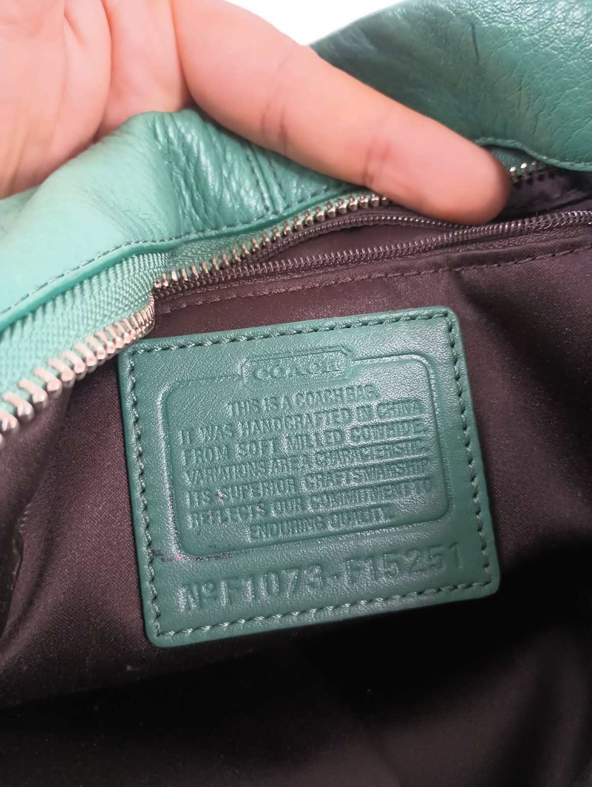 Y2K Coach Jade Green Pebbled Leather Medium Carly Hobo Chain Bag F1073-F15251