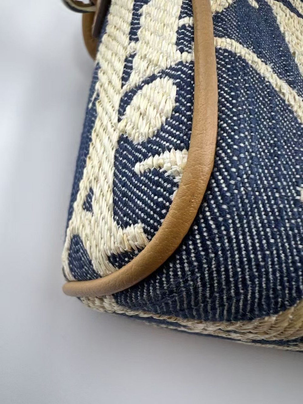 Dior Oblique Jacquard Fabric Leather Messenger Bag Beige