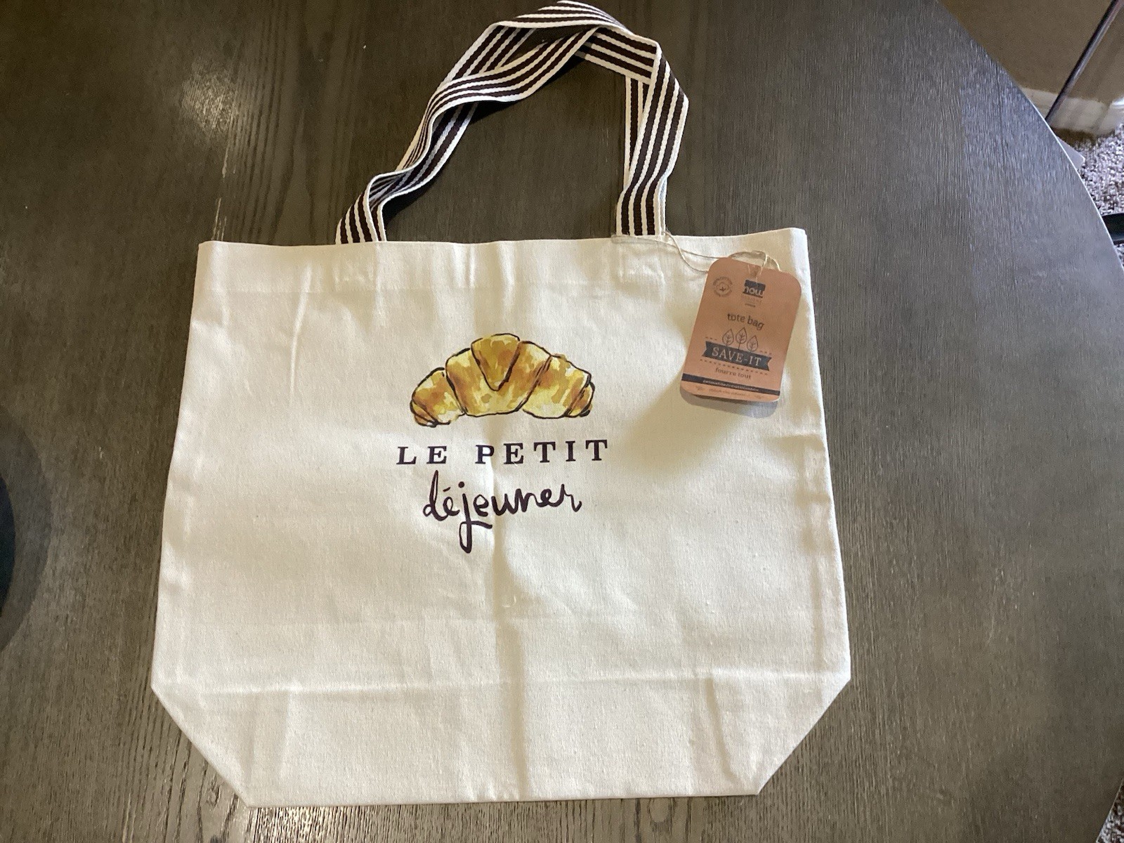 NOW DESIGNS DANICA TOTE BAG 16″X13″ COTTON French Croissant Cute! Brunch Gift?