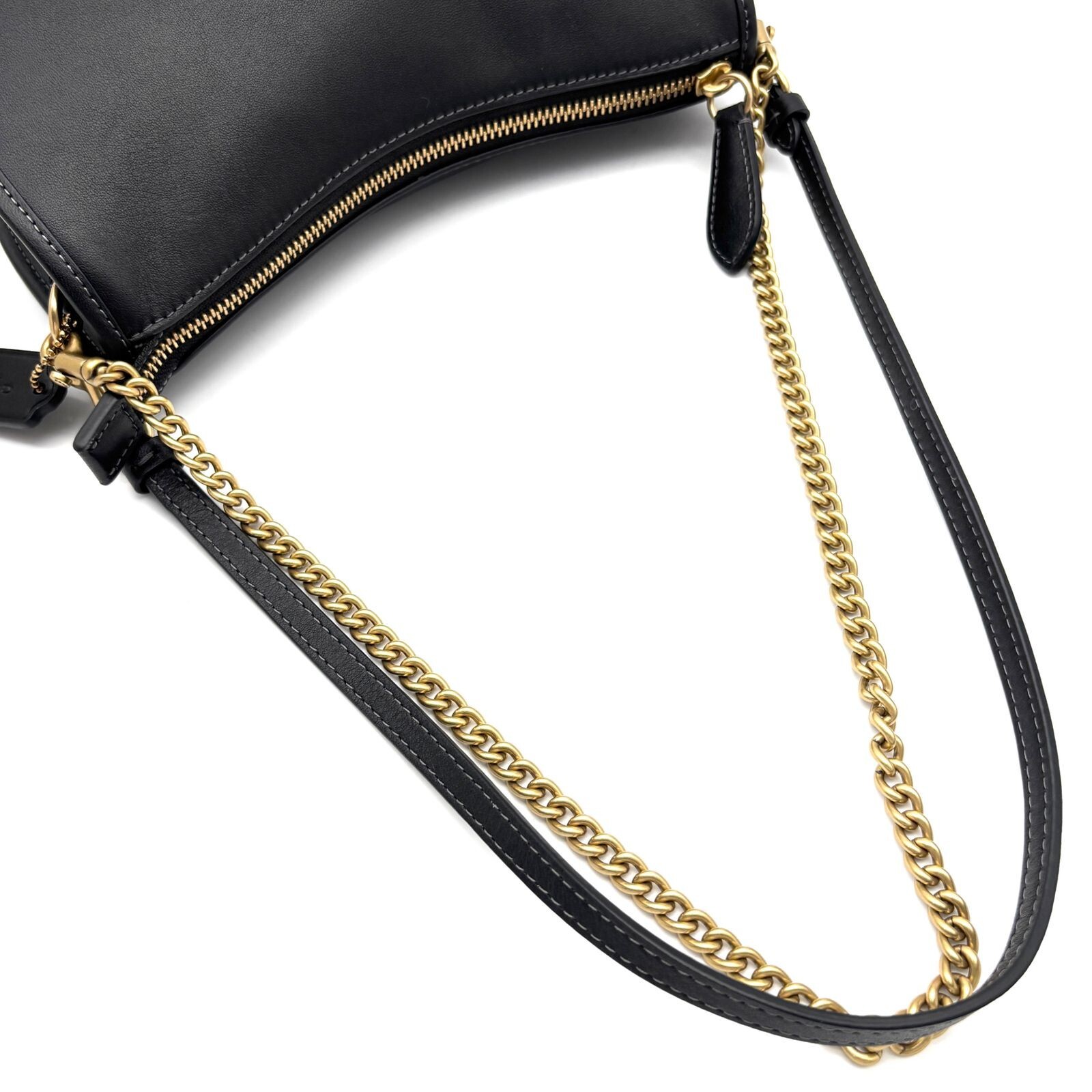 Coach Waverly 3 Way Black Leather Crossbody Bag Chain Auth From Japan