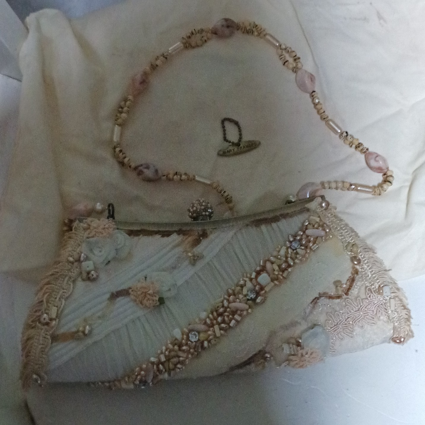 Mary Frances Unused Vintage Ivory Beaded Clutch