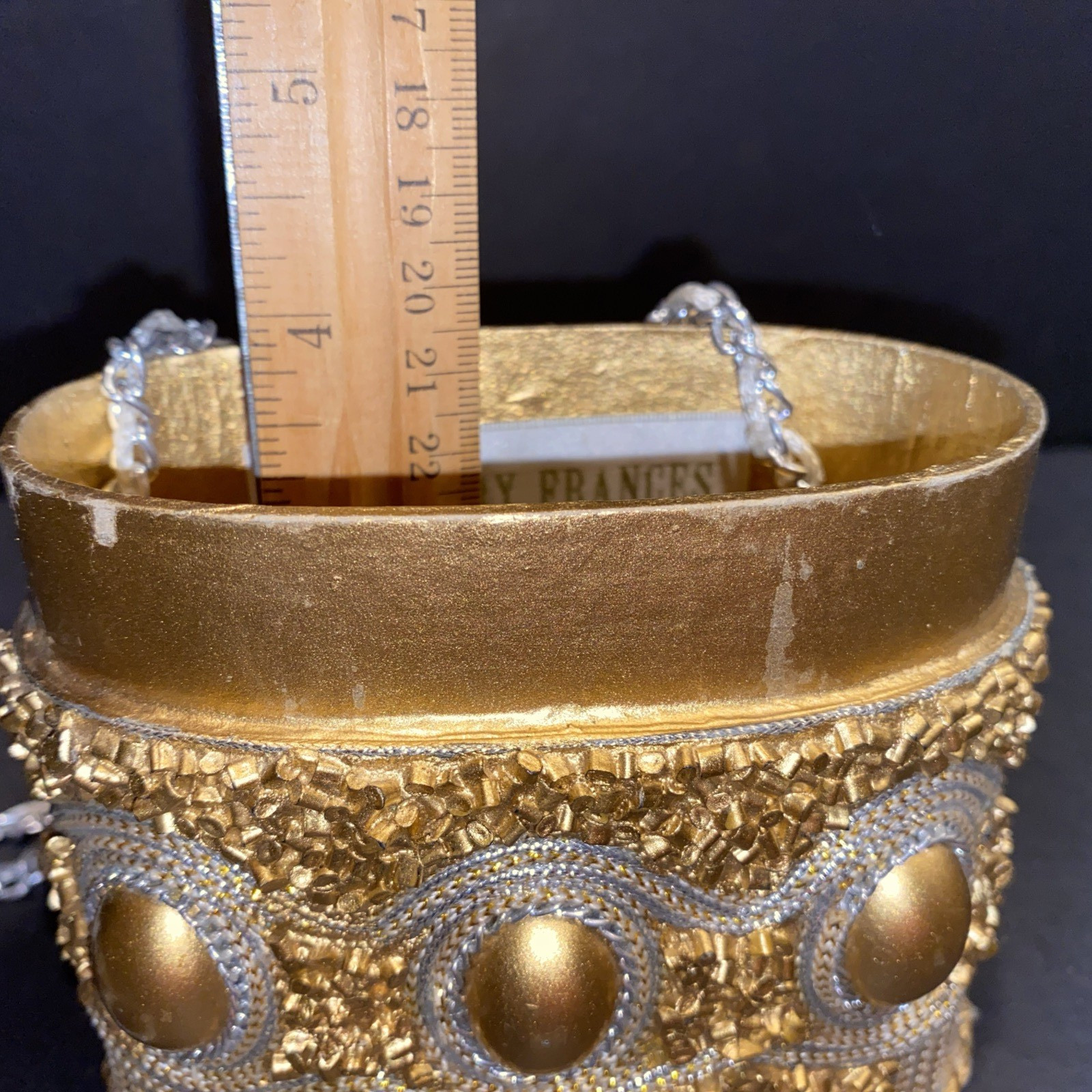Vintage Gold & Silver Bedazzled Small Purse by Mary Frances ~5″W x 5″ T x 2.75″D