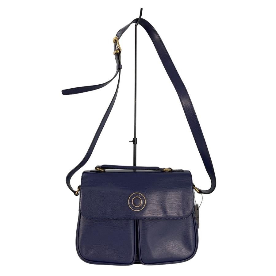 CELINE Shoulder Bag: Navy Leather W27.5H22.5D7.5cm;