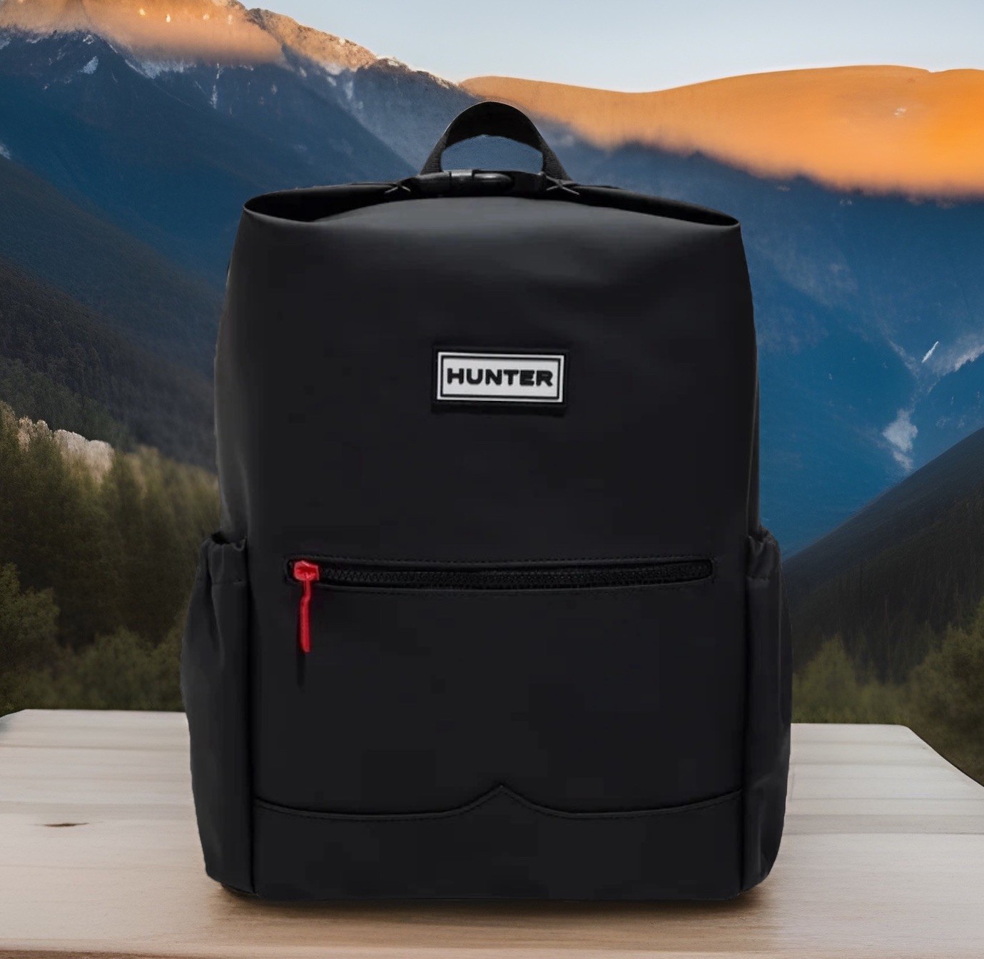 Hunter Top Clip Black Backpack- Water Resistant Material Buckle Top Closure- NWT