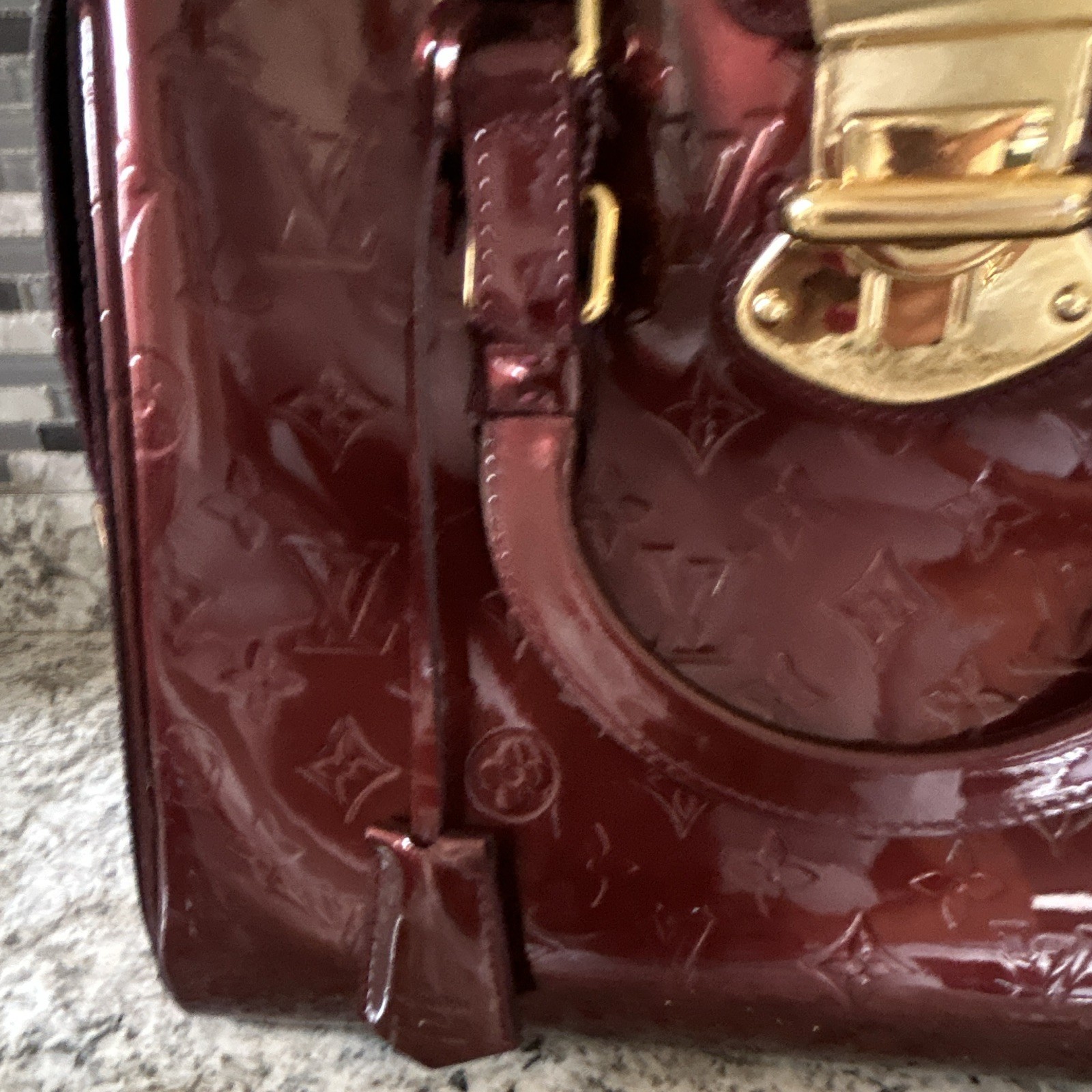Louis Vuitton Monogram Aramante Vernis Melrose Avenue Bag Burgundy