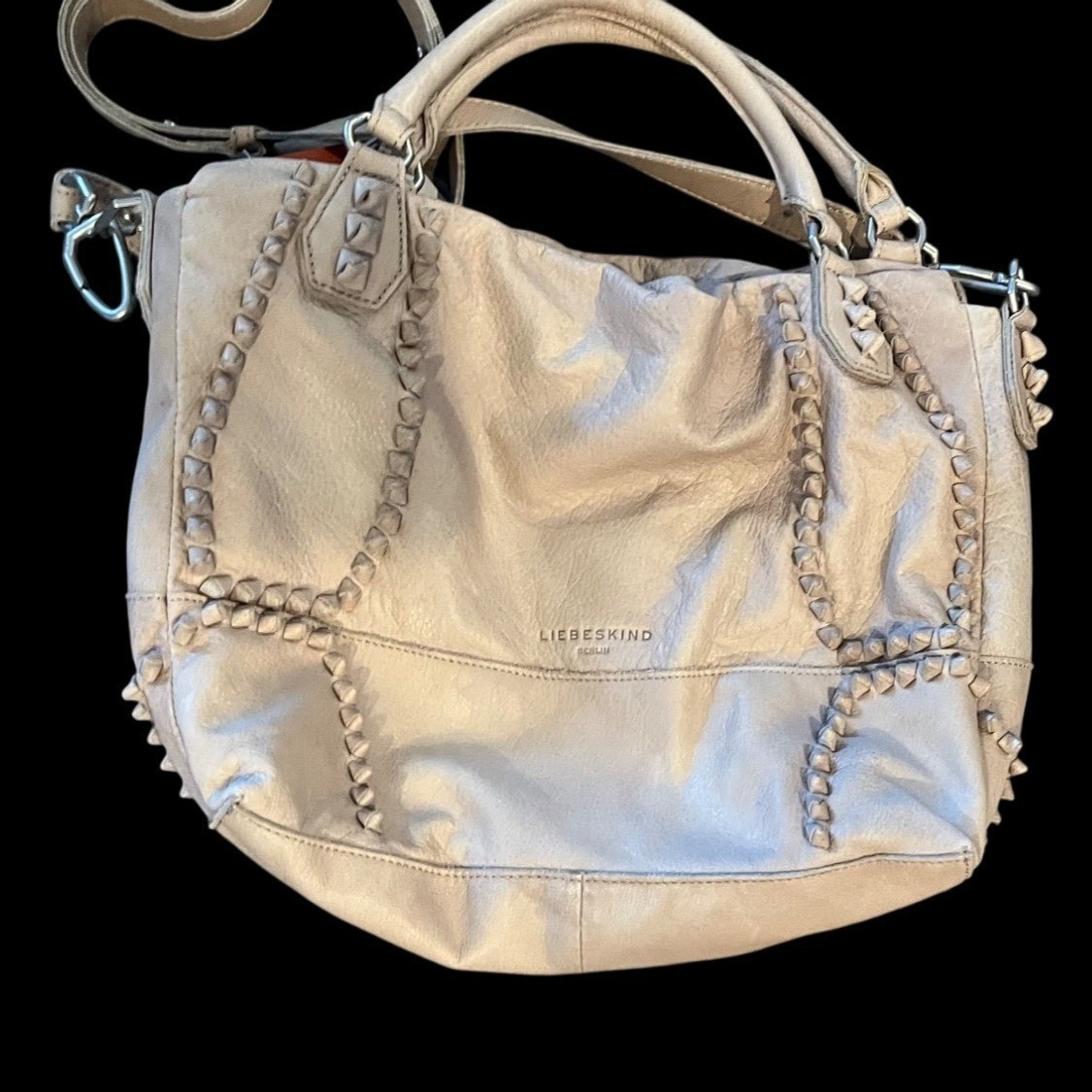 Liebeskind Double Dye Stone Leather Beige Bag Tote Large Crossbody Germany