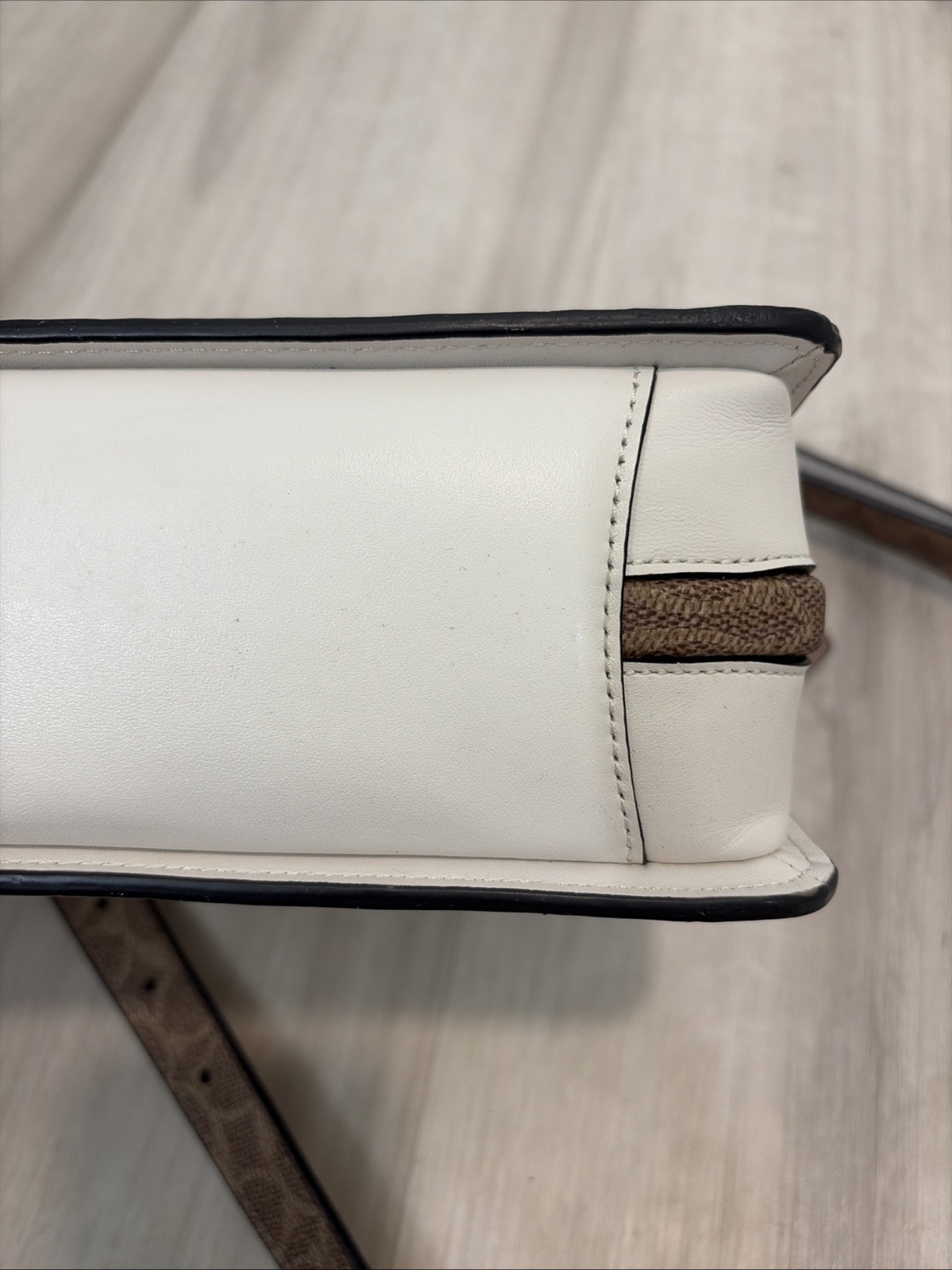 COACH Dreamer Shoulder Bag in Signature Canvas Colorblock – Tan Chalk #76046