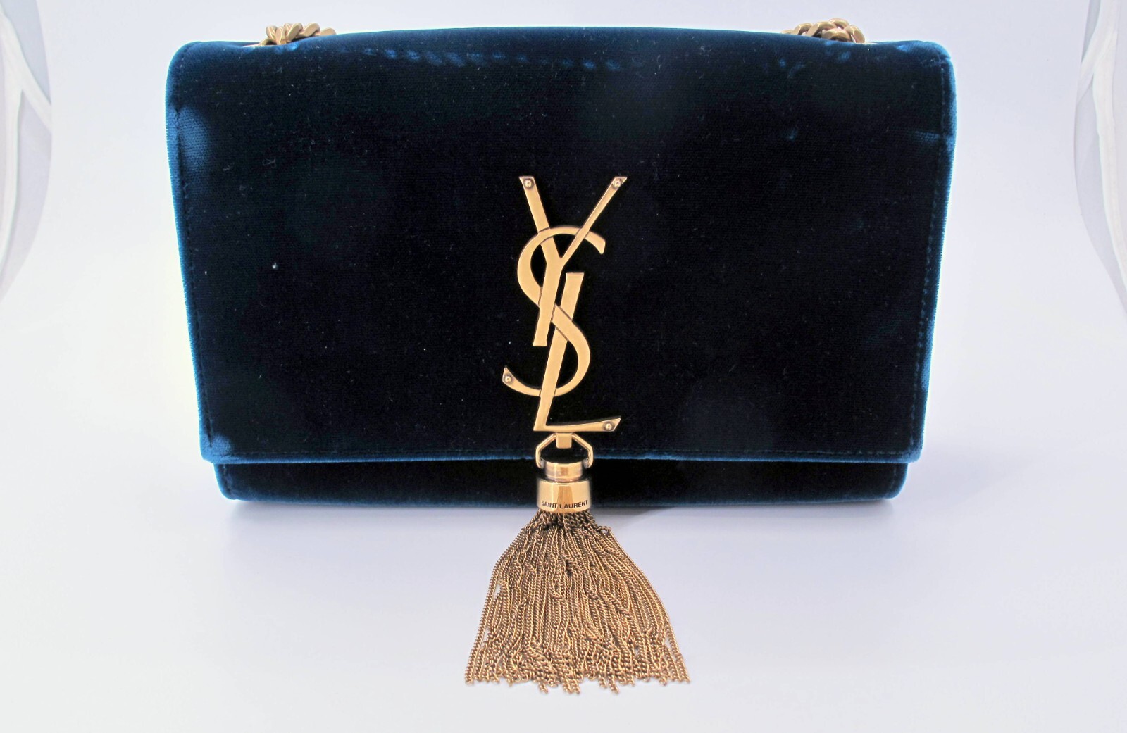 Original YVES SAINT LAURENT KATE Suede Blue Shoulder Ladies Handbag “YRT”*****
