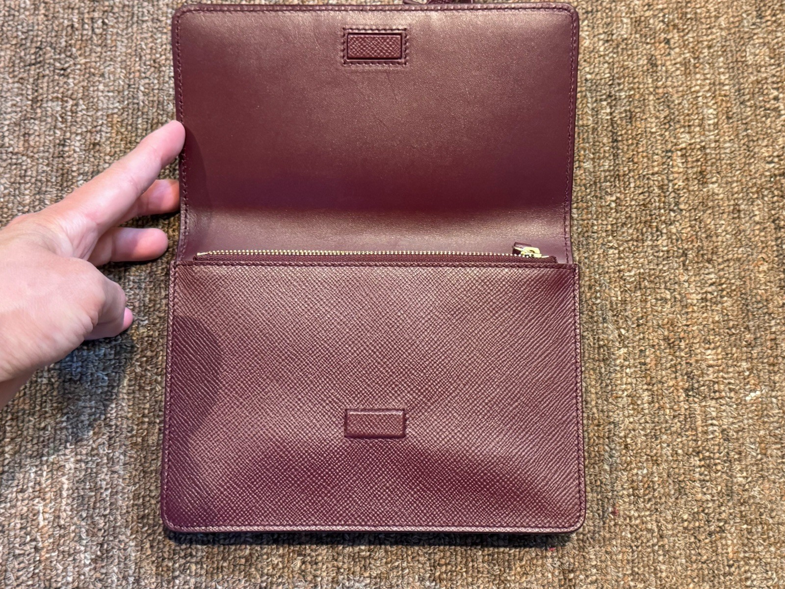 Smythson Panama Leather Purse With Strap – Cherry