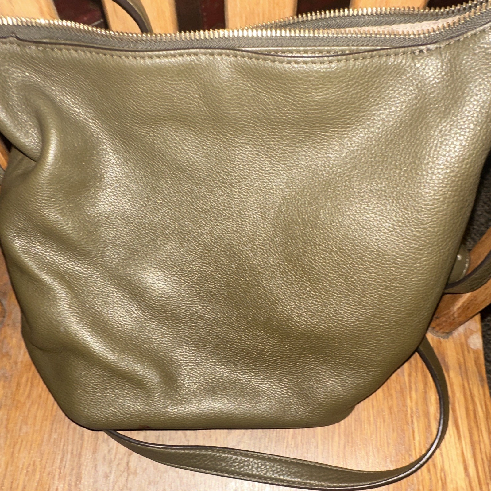 Michael Kors Green Medium Crossbody Zip Pebbled Finish Gold Hardware Charm