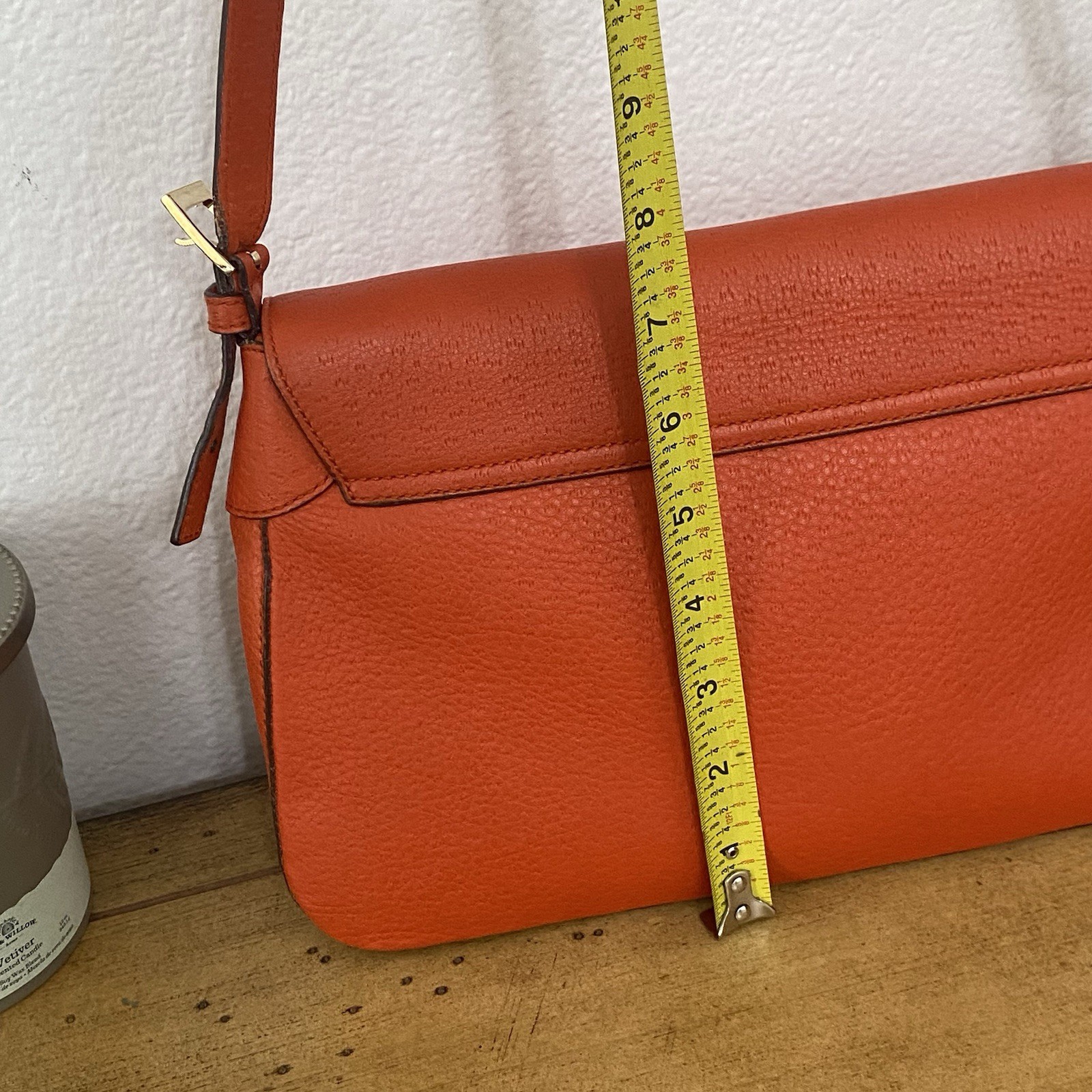 Salvatore Ferragamo Gancini Shoulder Leather Bag Deep Orange & Silver Hardware.