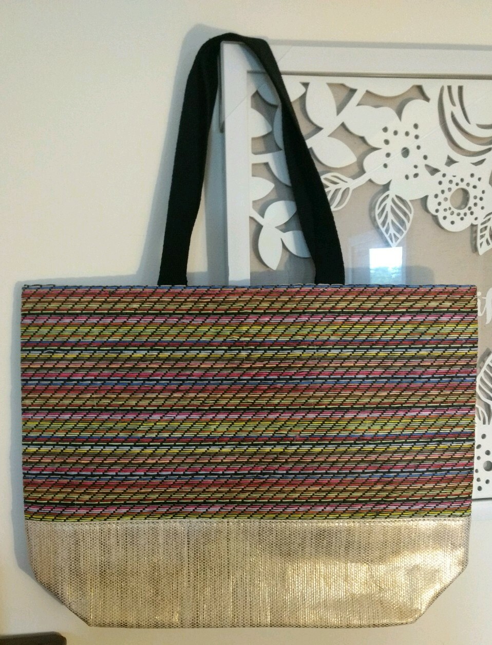 NWT Paper Straw Tote Shopper Beach Pool Tailgate Book Bag