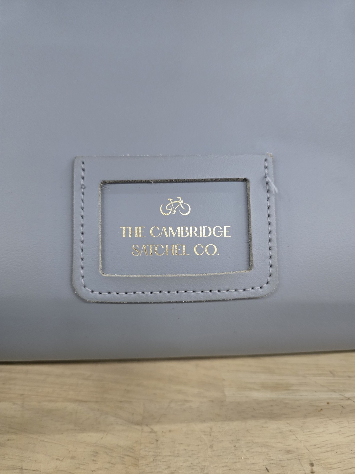 Cambridge Satchel Co. Blue Matte PushLock Purse Fixed Strap Branded Nickel