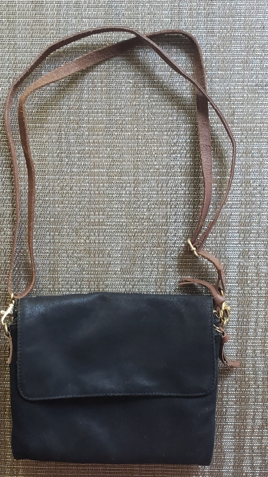 Great American Leather Works Black Soft Suade Purse Shoulder Cross Body Leather