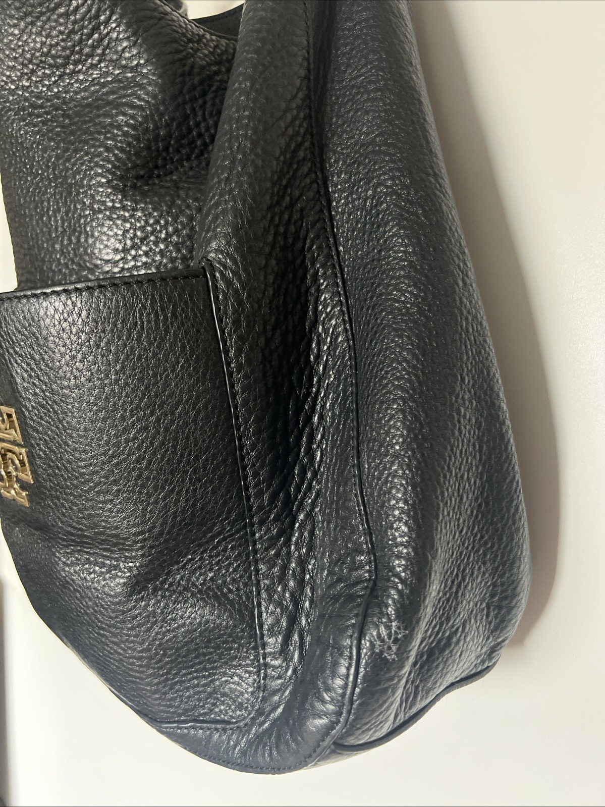 Tory Burch Britten Black Hobo Shoulder Bag Large Leather Purse Handbag