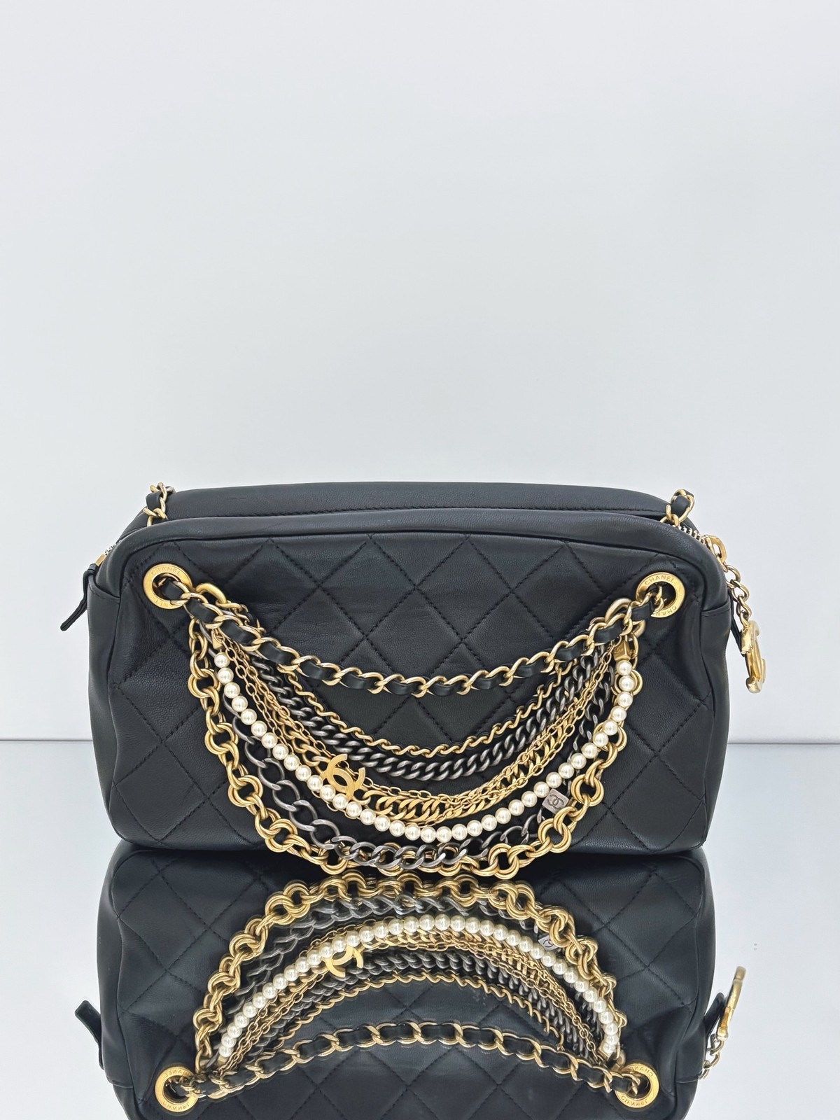 Chanel Egypt Collection Normal Size Black Lambskin Shoulder/Crossbody Bag Duty P
