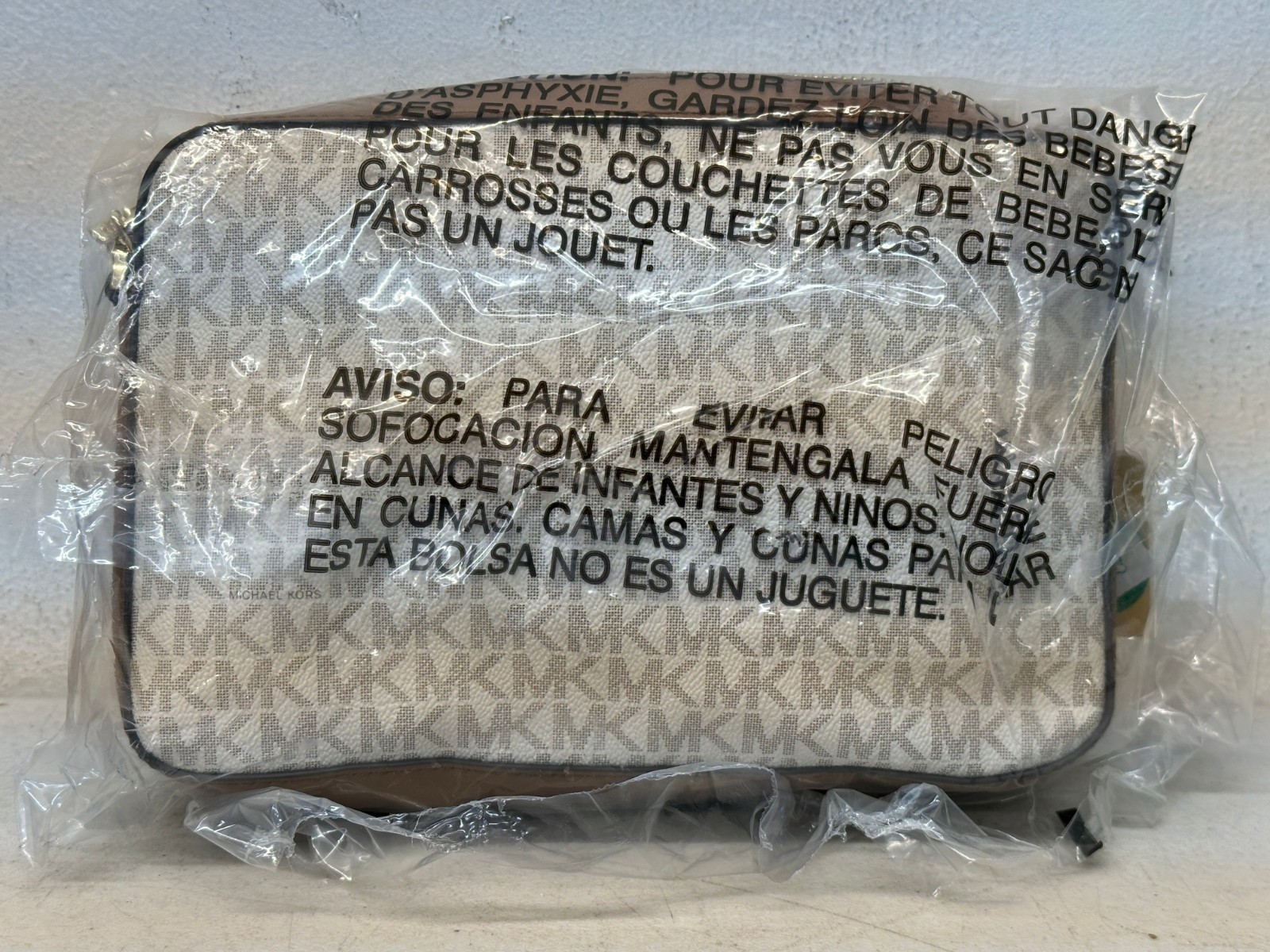 Michael Kors Jet Set Item Large East West Crossbody Chain Handbag Clutch Vanilla