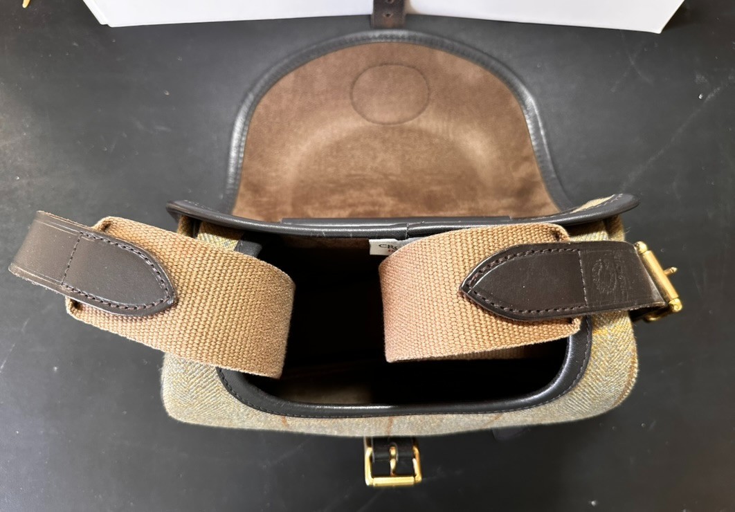 Tweed and leather Cartridge Bag by Croots of England