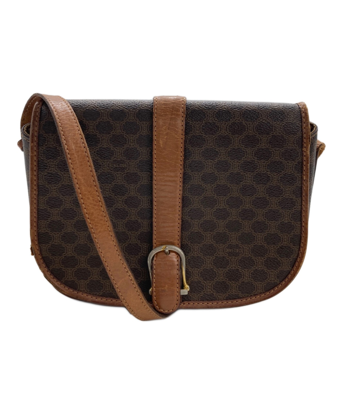 CELINE Macadam Pattern Flap Shoulder bag Brown M07 Women’s From Japan