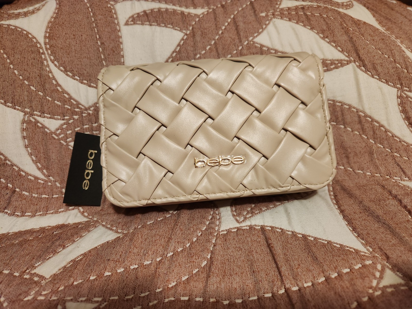 BEBE Luca Crossbody Handbag Cream Color with Gold Accents New with Tags