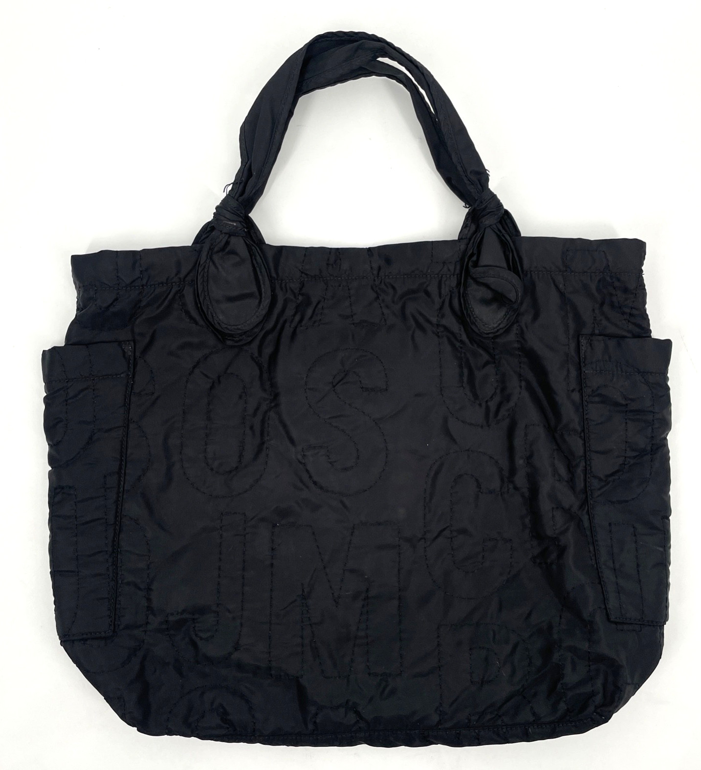 Mark Jacobs 22″ quilted nylon fabric Bag tote Black pockets logo Large oversized