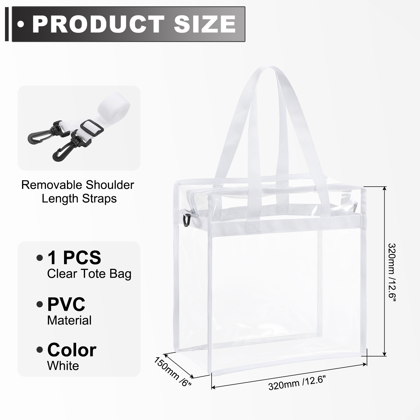 1Pcs 13″ x 6″ x 13″, Waterproof Closure Crossbody Shoulder Bag (White)