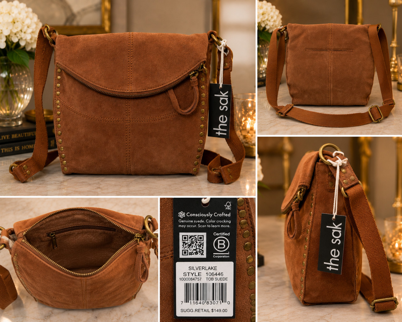The Sak Silverlake Brown Suede Crossbody Bag NWT MSRP $149