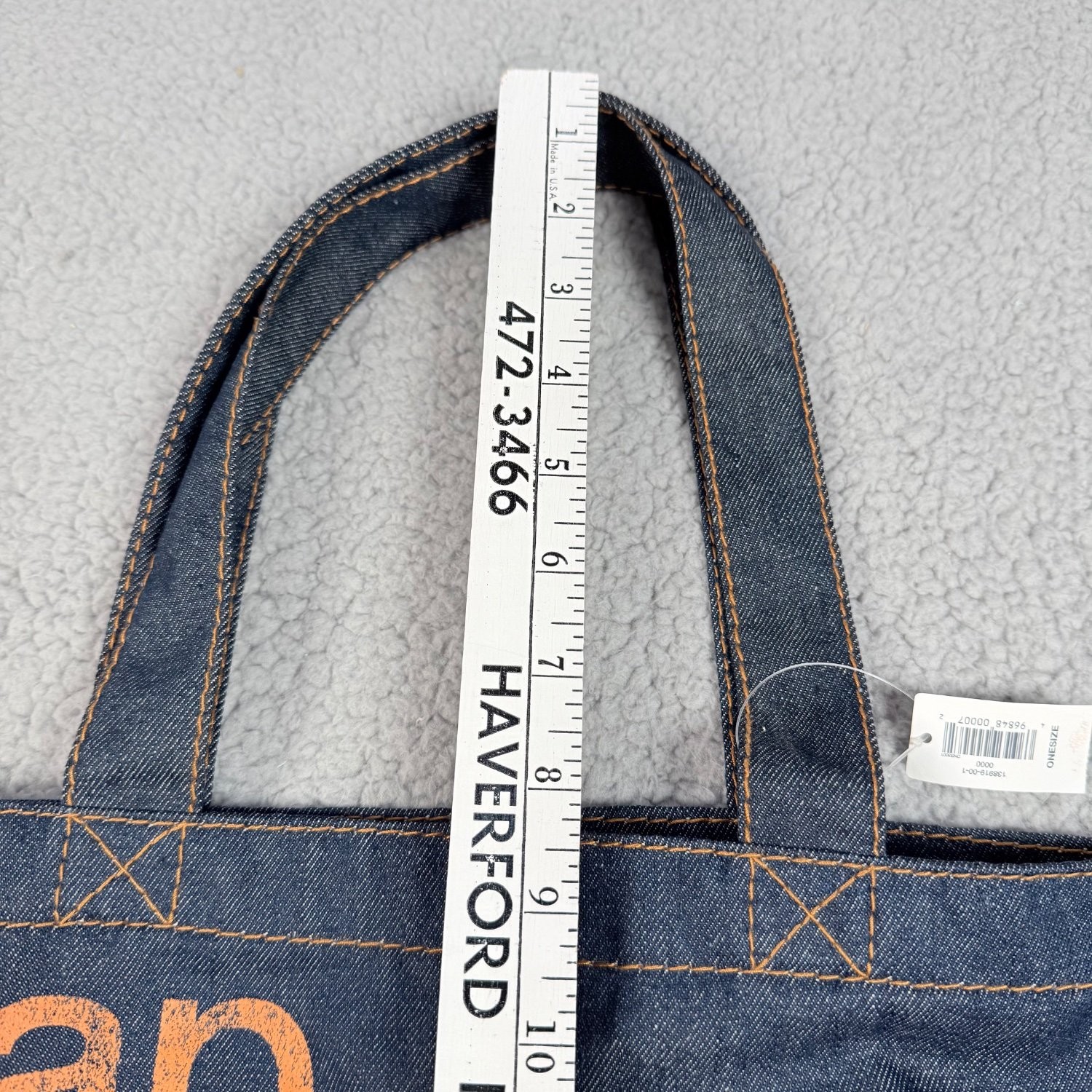 Gap Rainbow Logo Denim Tote Bag Print Medium Blue Cotton Blend 2012 NEW