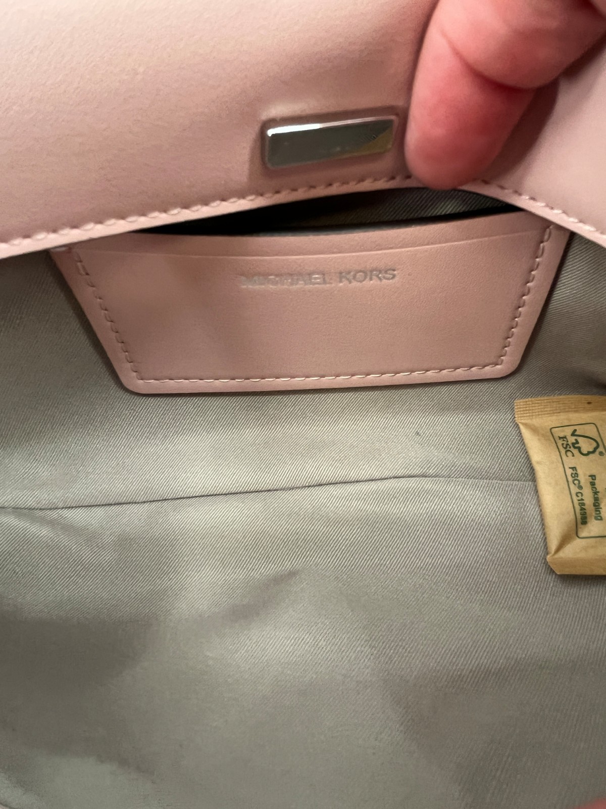 Michael Kors Bryant Pochette Smokey Rose Pebbled Leather Convertible Snap Bag
