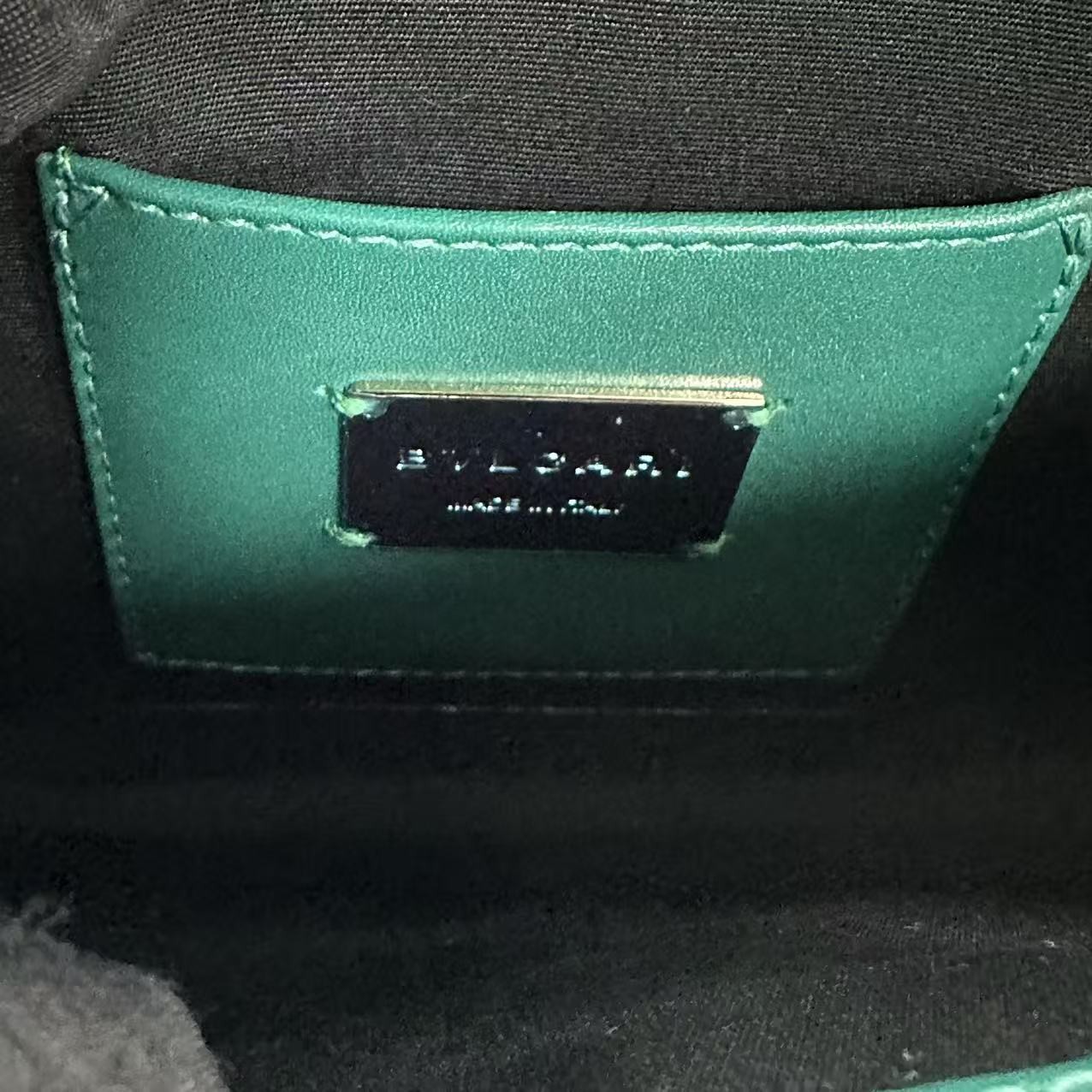 Auth Bvlgari Serpenti Green Calfskin Chain Crossbody bag with Dust bag/