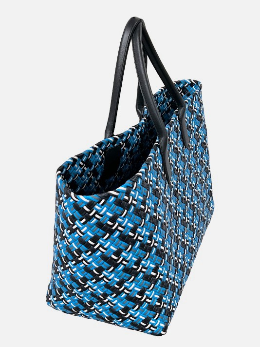 Bottega Veneta Women’s Blue Black Intrecciato Leather Shopping Tote Large Bag