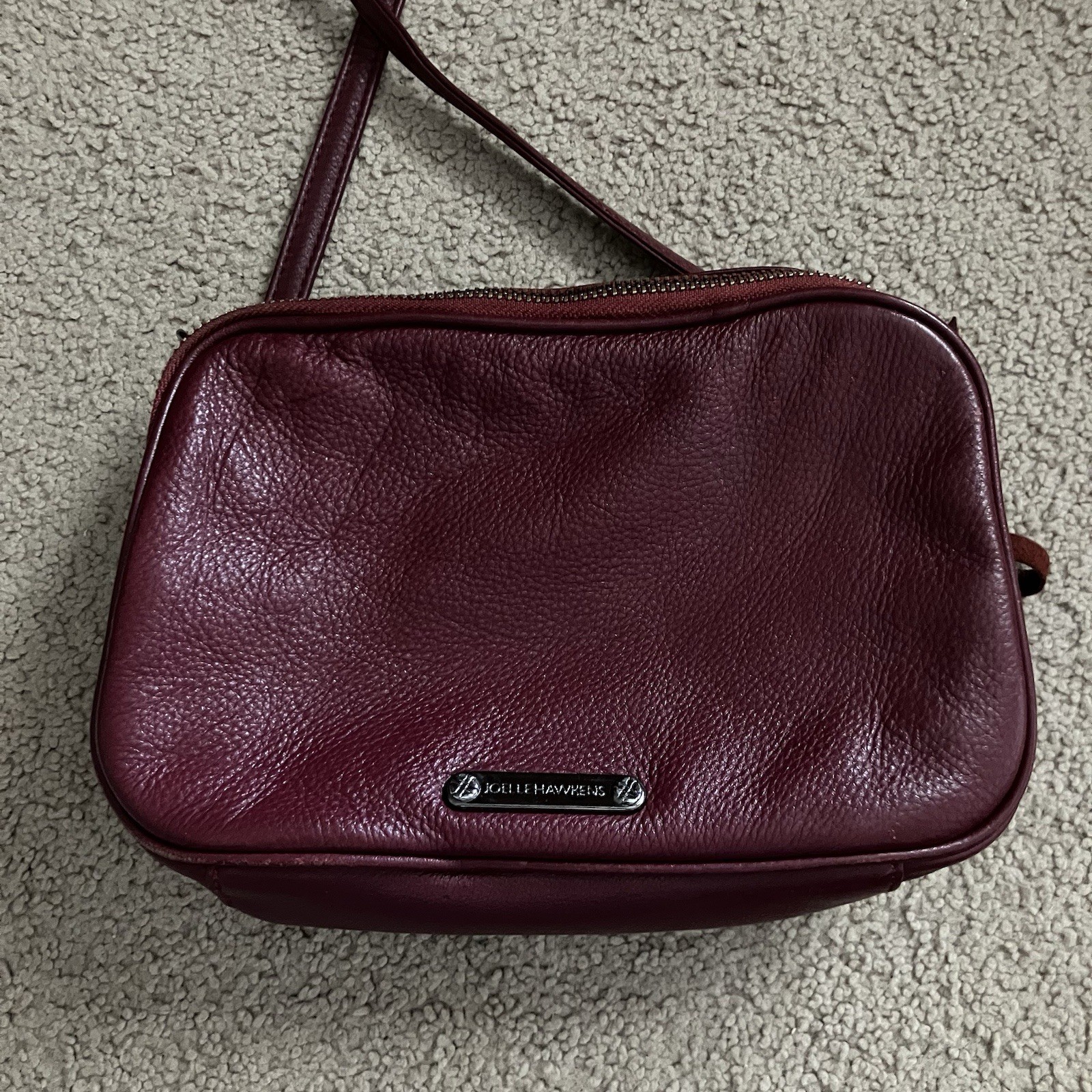 Joelle Hawkens by Treesje Sausalito Small Burgundy Leather Crossbody Bag Purse