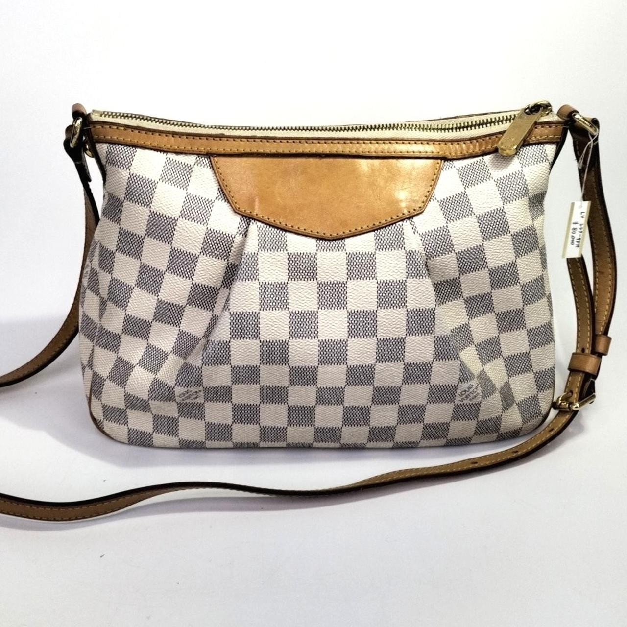 LOUIS VUITTON Siracusa PM Shoulder Bag Damier Azur Leather White N41113 99